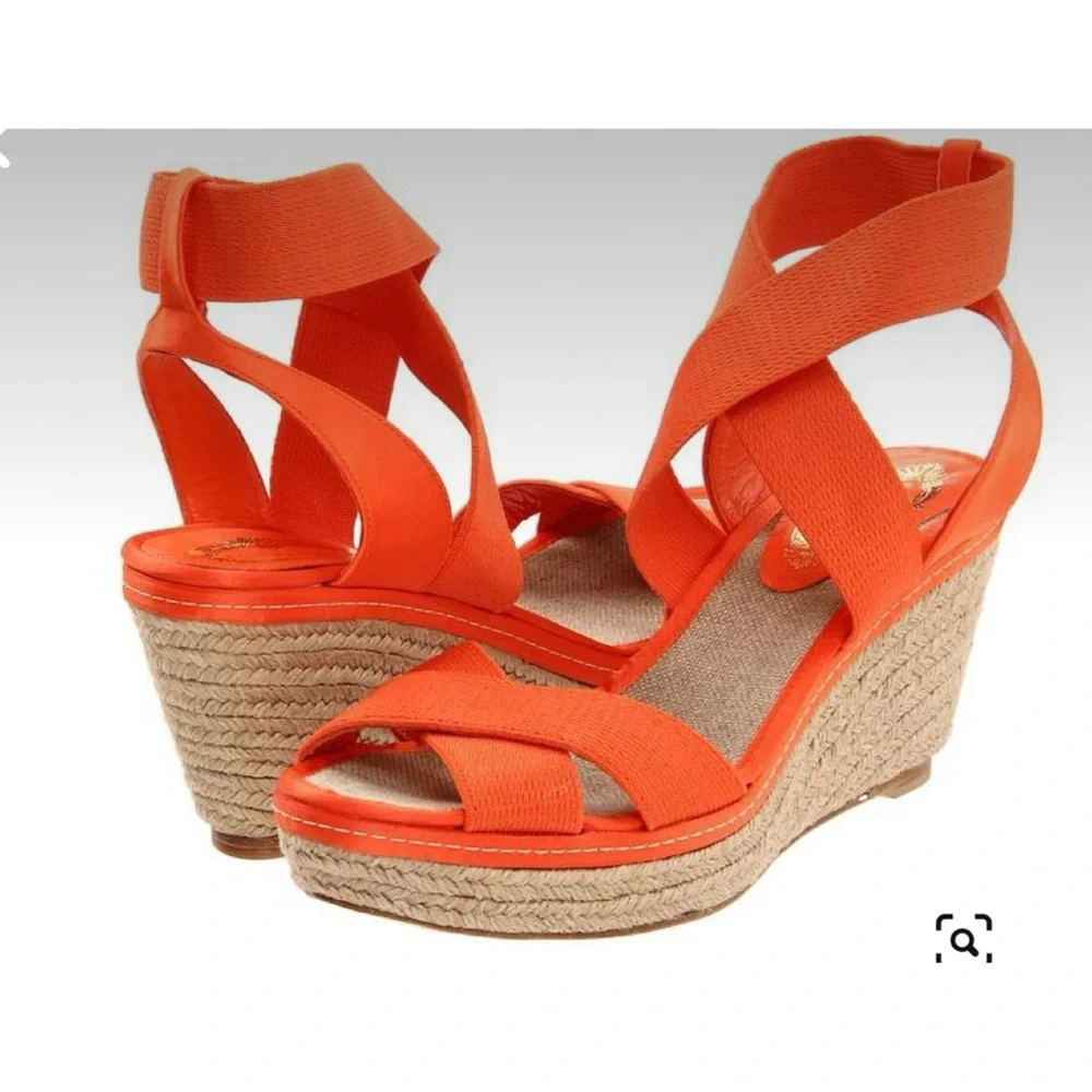 Elie Tahari Elastic Strap Red Espadrille Wedge Sandals